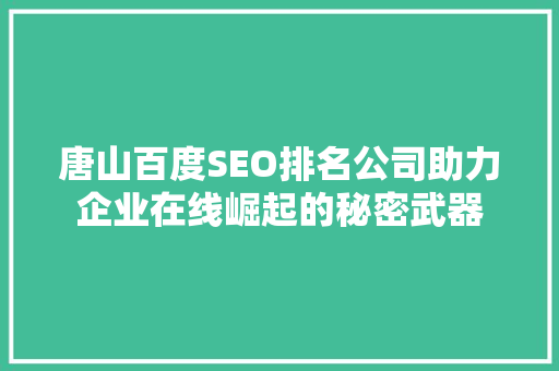 唐山百度SEO排名公司助力企业在线崛起的秘密武器