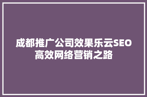成都推广公司效果乐云SEO高效网络营销之路