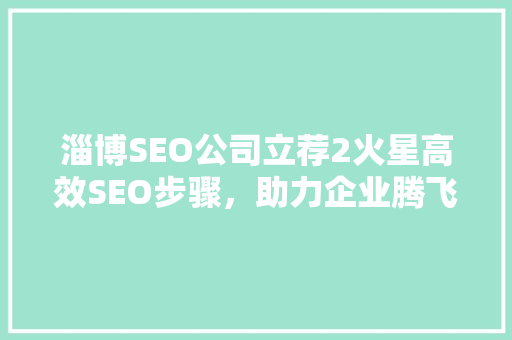 淄博SEO公司立荐2火星高效SEO步骤，助力企业腾飞