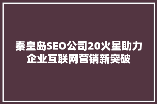 秦皇岛SEO公司20火星助力企业互联网营销新突破