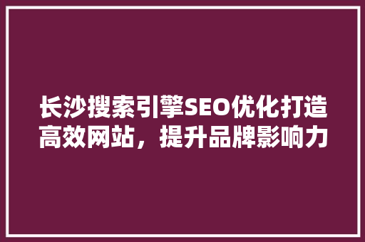 长沙搜索引擎SEO优化打造高效网站，提升品牌影响力
