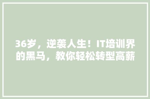 36岁，逆袭人生！IT培训界的黑马，教你轻松转型高薪职业！ 缓存Redis