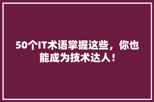 50个IT术语掌握这些，你也能成为技术达人！