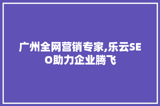 广州全网营销专家,乐云SEO助力企业腾飞