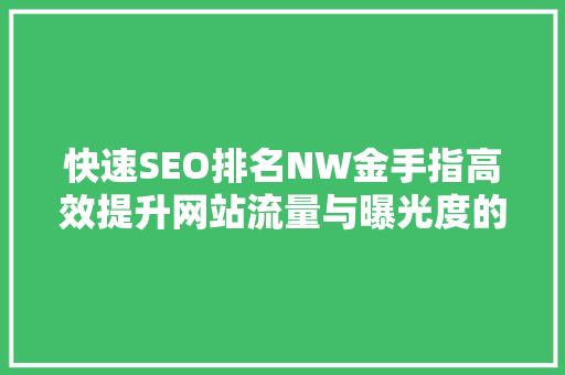 快速SEO排名NW金手指高效提升网站流量与曝光度的方法