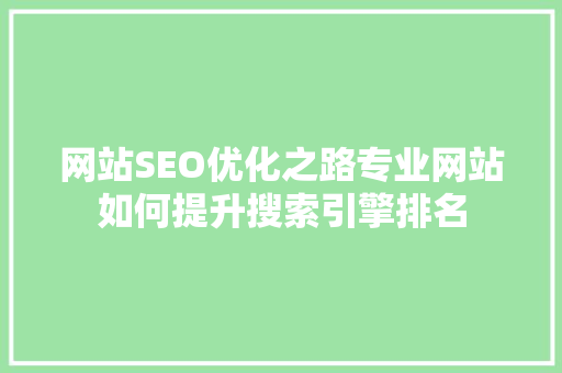 网站SEO优化之路专业网站如何提升搜索引擎排名