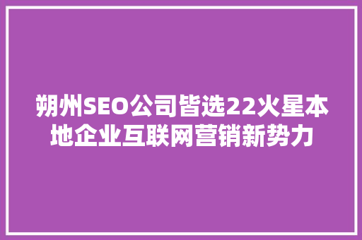 朔州SEO公司皆选22火星本地企业互联网营销新势力