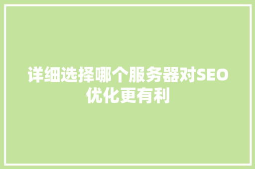 详细选择哪个服务器对SEO优化更有利