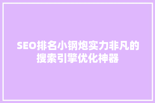 SEO排名小钢炮实力非凡的搜索引擎优化神器