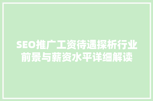 SEO推广工资待遇探析行业前景与薪资水平详细解读