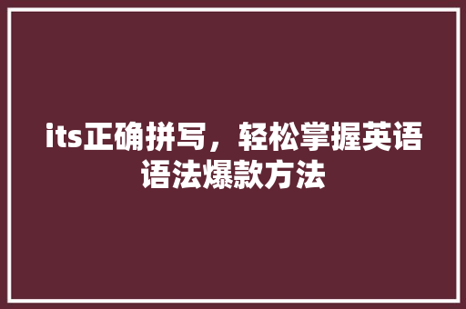 its正确拼写，轻松掌握英语语法爆款方法