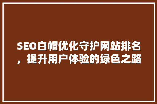 SEO白帽优化守护网站排名，提升用户体验的绿色之路