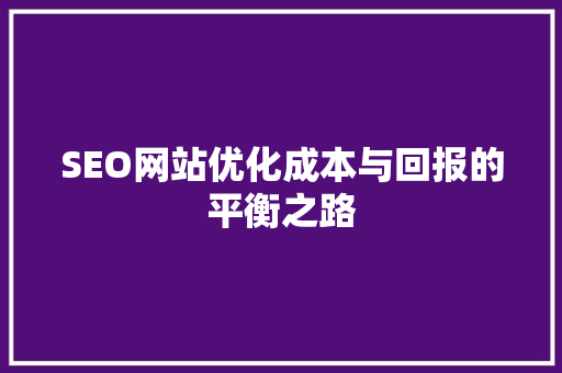 SEO网站优化成本与回报的平衡之路