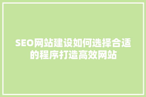 SEO网站建设如何选择合适的程序打造高效网站