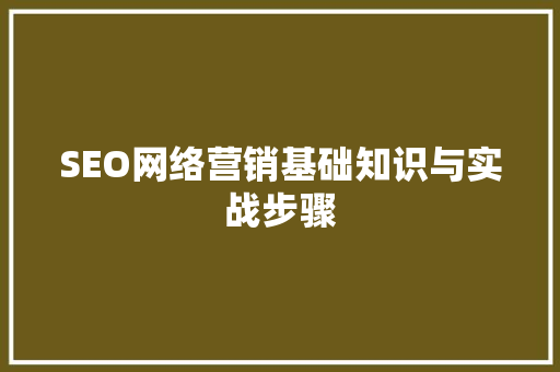 SEO网络营销基础知识与实战步骤