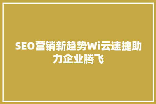 SEO营销新趋势Wi云速捷助力企业腾飞