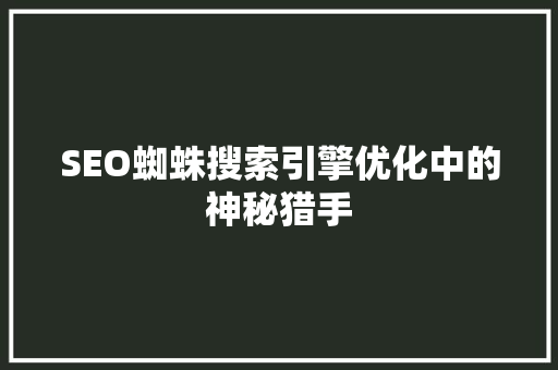 SEO蜘蛛搜索引擎优化中的神秘猎手