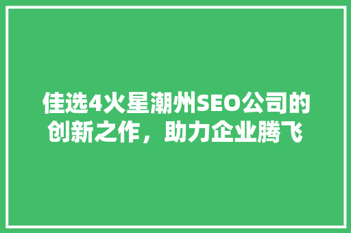 佳选4火星潮州SEO公司的创新之作，助力企业腾飞